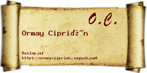 Ormay Ciprián névjegykártya